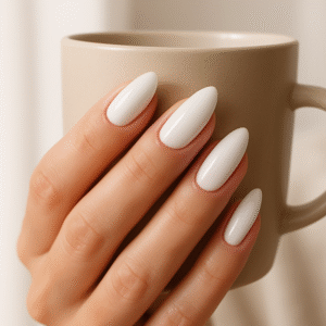 Glossy white nails